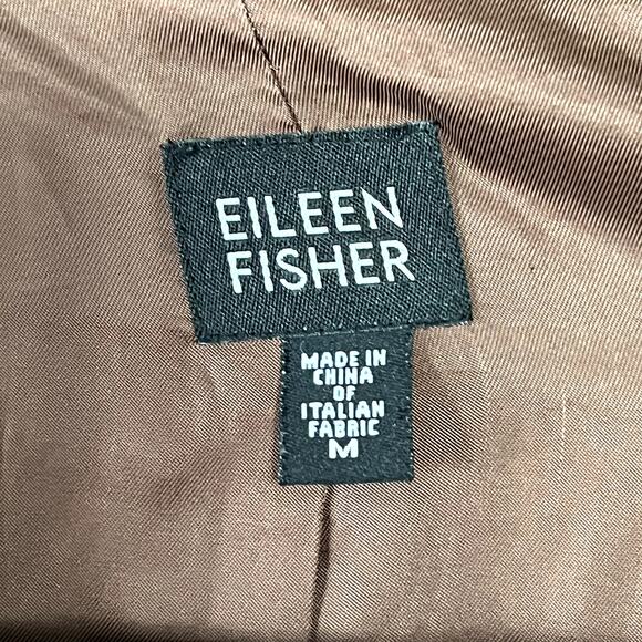 Eileen Fisher Brown Wool Zip Front Quality Jacket Coat Pockets Womens Medium - Picture 6 of 7